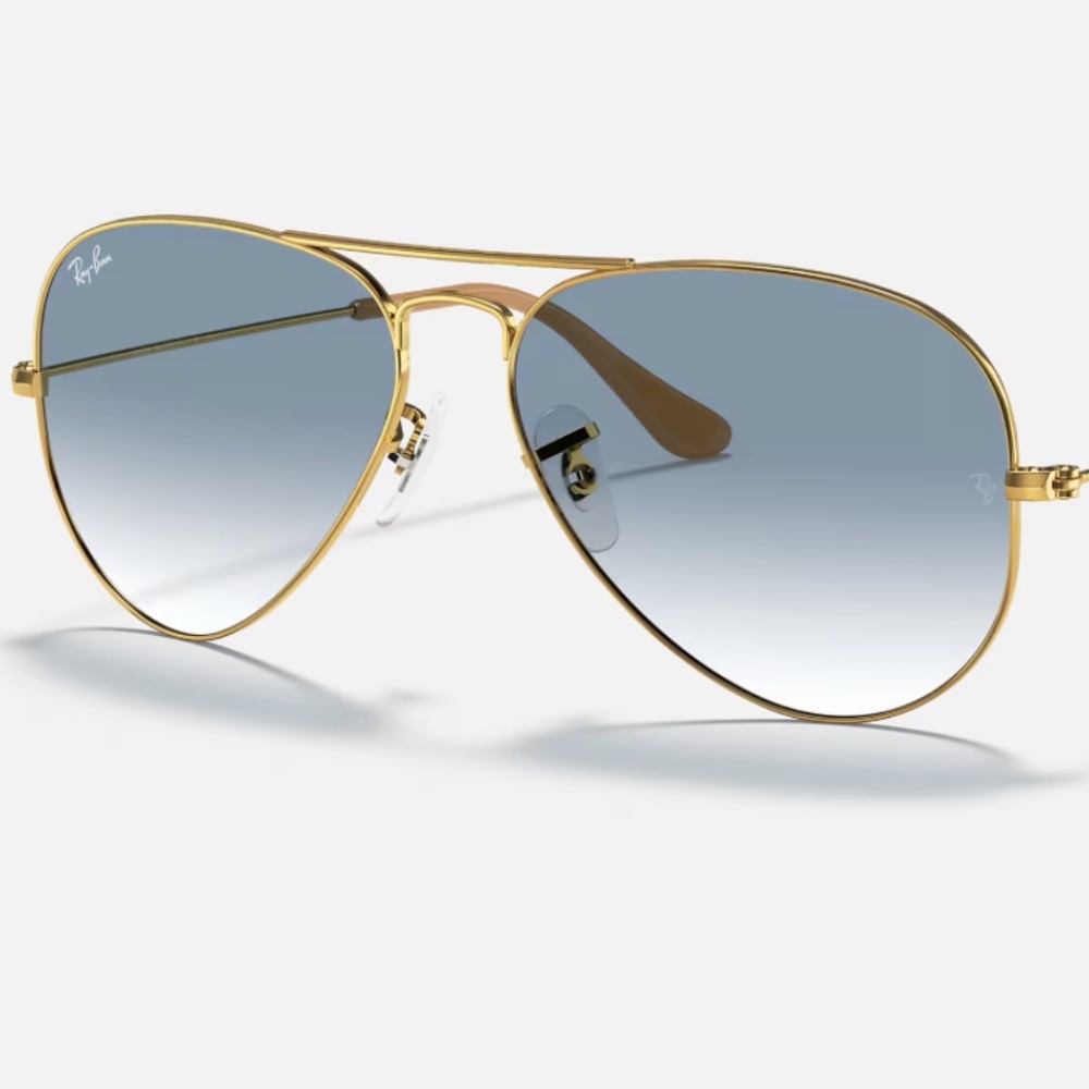 Light Blue Aviator Sunglasses with Gold Rim